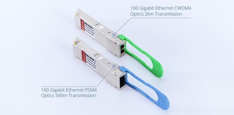 100GBASE-PSM4 and 100GBASE-CWDM4 QSFP28 transceivers